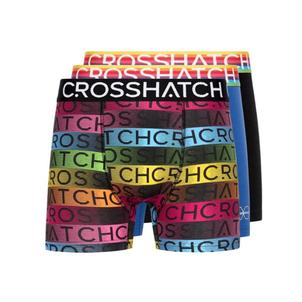 Blue - Front - Crosshatch Mens Rainbow Mix Boxer Shorts (Pack of 3)