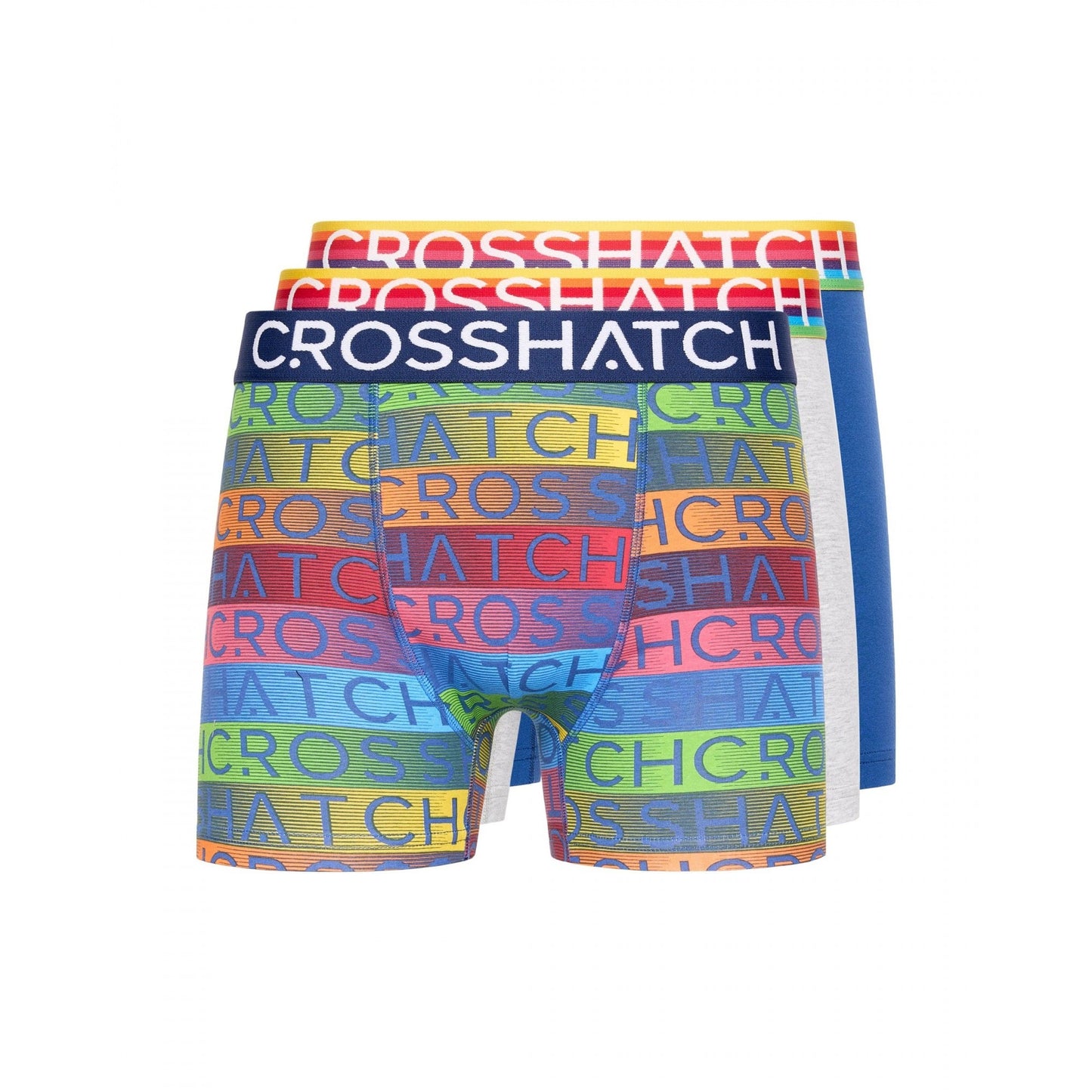 Blue - Front - Crosshatch Mens Rainbow Mix Boxer Shorts (Pack of 3)