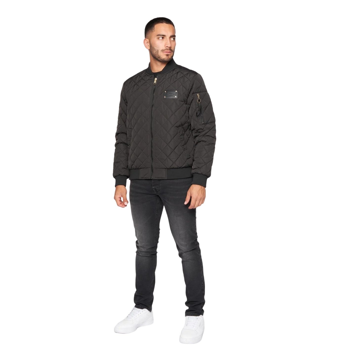 Black - Side - Glorious Gangsta Mens Moritzio Quilted Bomber Jacket
