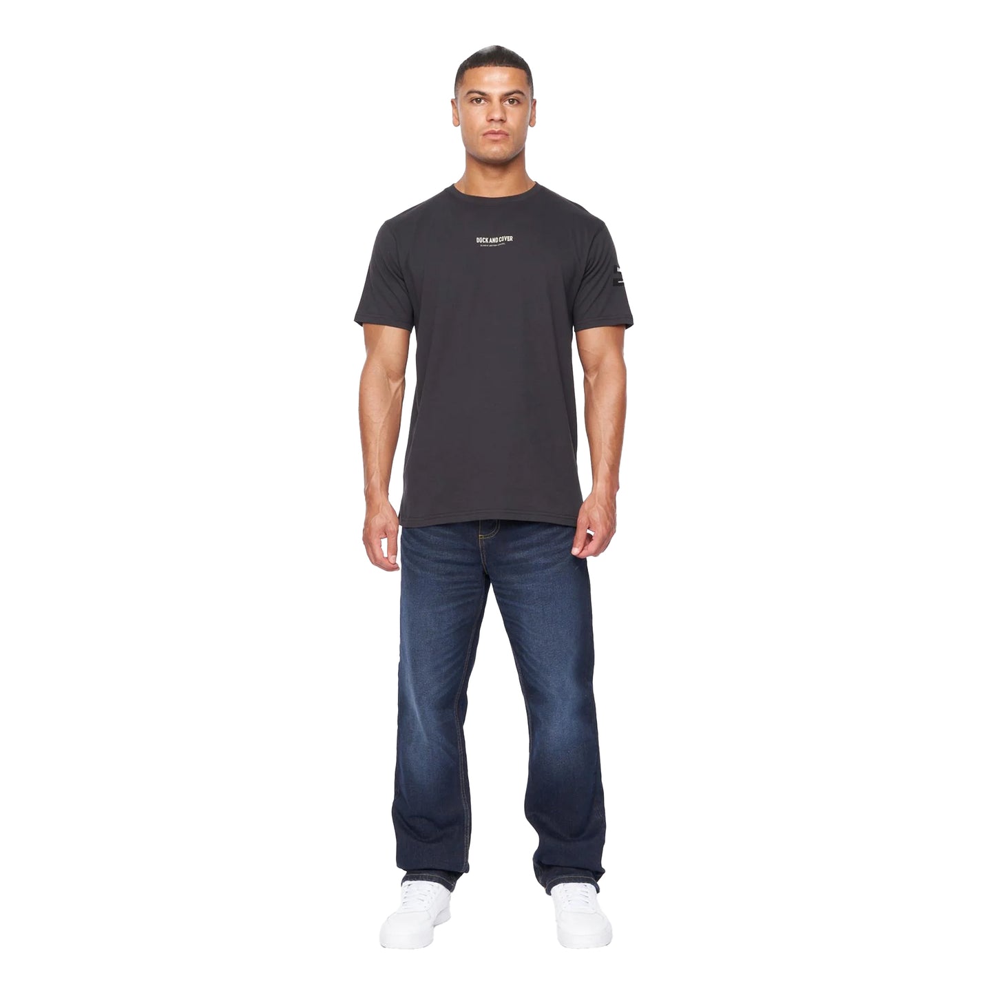 Dark Wash - Side - Duck and Cover Mens Rushawn Relaxed Fit Jeans
