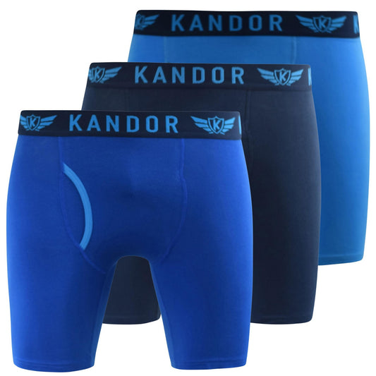 Blue - Front - Kandor Mens Trunken Boxer Shorts (Pack of 3)