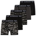 Grey - Front - Kandor Mens Camobee Bamboo Boxer Shorts (Pack of 5)