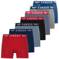 Blue-Red - Front - Kandor Mens Bambers Bamboo Boxer Shorts (Pack of 7)