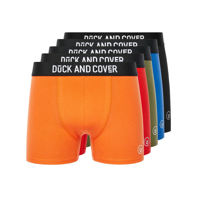 Multicoloured - Front - Duck and Cover Mens Thriller Boxer Shorts (Pack of 5)