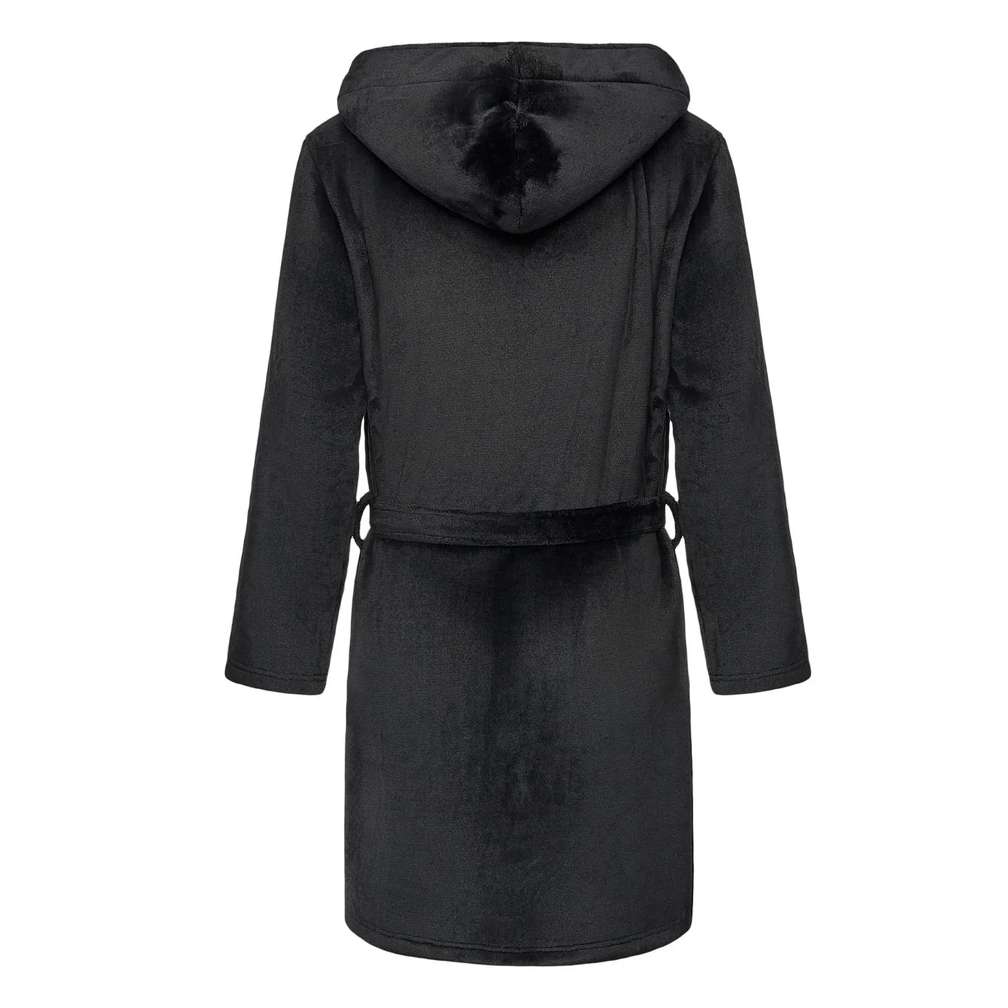 Black - Back - Crosshatch Mens Mantous Fleece Lined Dressing Gown