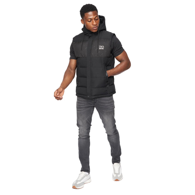 Black - Side - Crosshatch Mens Kremlins Embossed Gilet