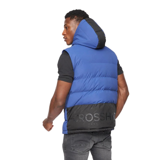 Blue - Back - Crosshatch Mens Kremlins Embossed Gilet