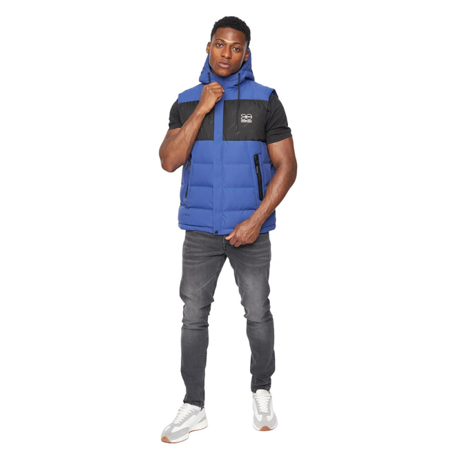 Blue - Side - Crosshatch Mens Kremlins Embossed Gilet