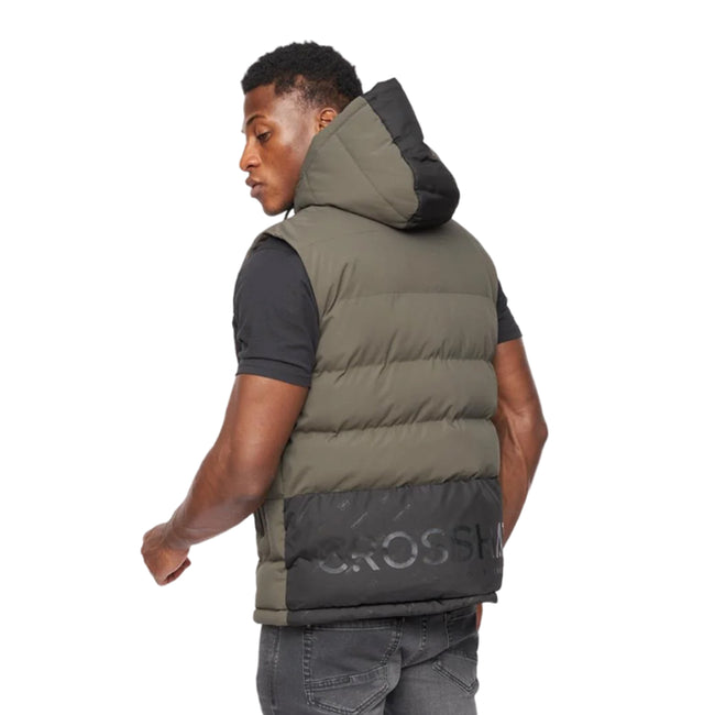 Olive - Back - Crosshatch Mens Kremlins Embossed Gilet