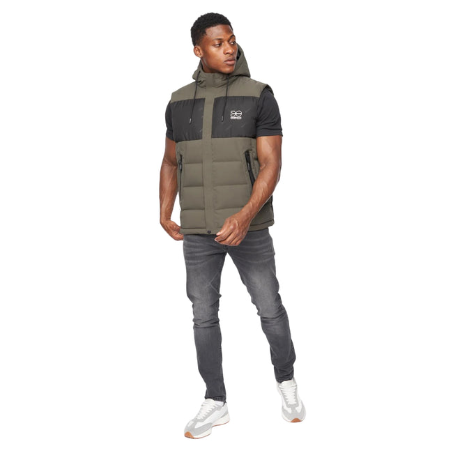 Olive - Side - Crosshatch Mens Kremlins Embossed Gilet