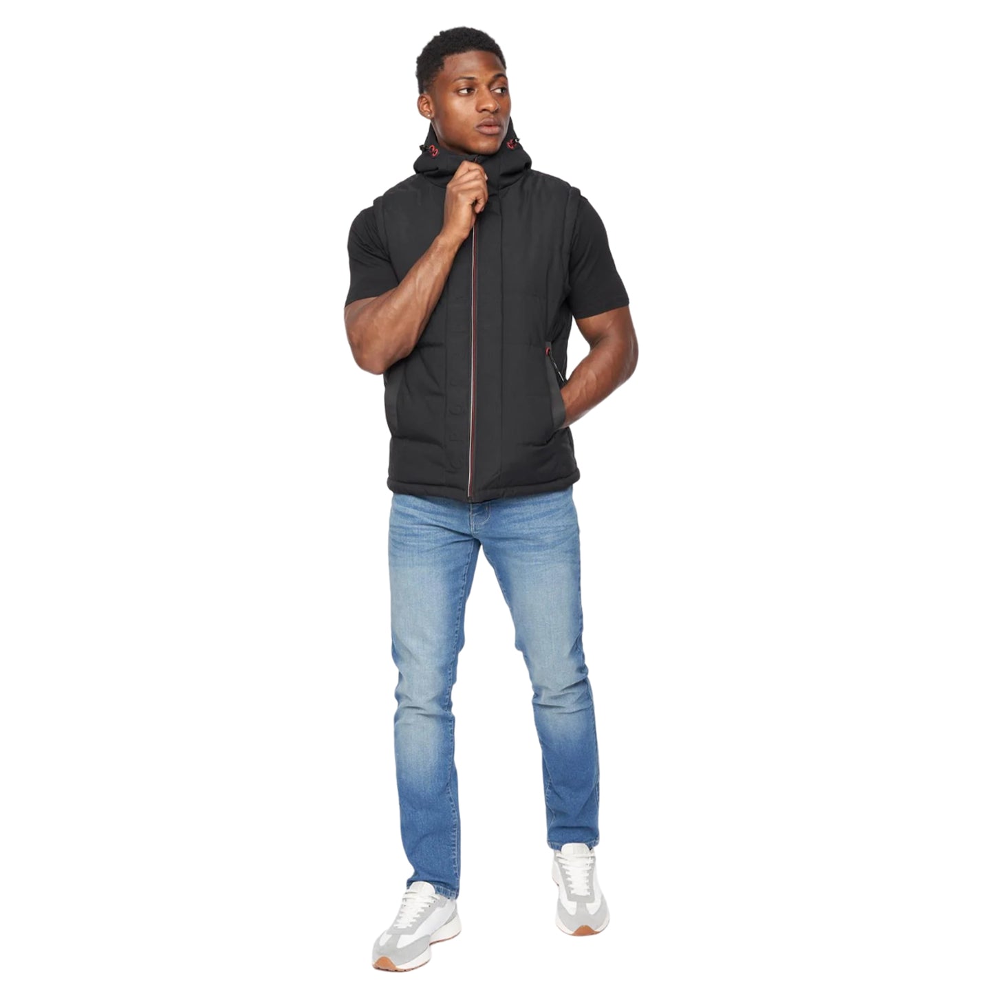 Black - Side - Crosshatch Mens Kampnew Embossed Gilet