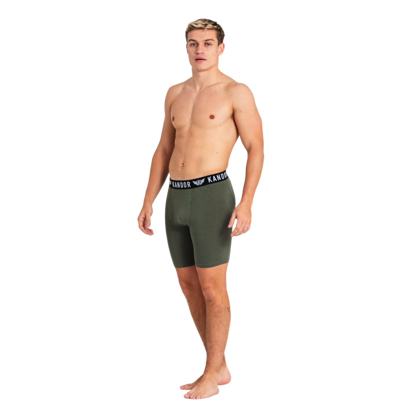 Orange-Thyme Green - Side - Kandor Mens Bambuso Boxer Shorts (Pack Of 3)