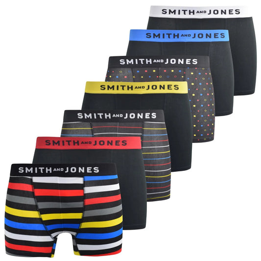Multicoloured - Front - Smith & Jones Mens Leland Assorted Designs Boxer Shorts (Pack of 7)