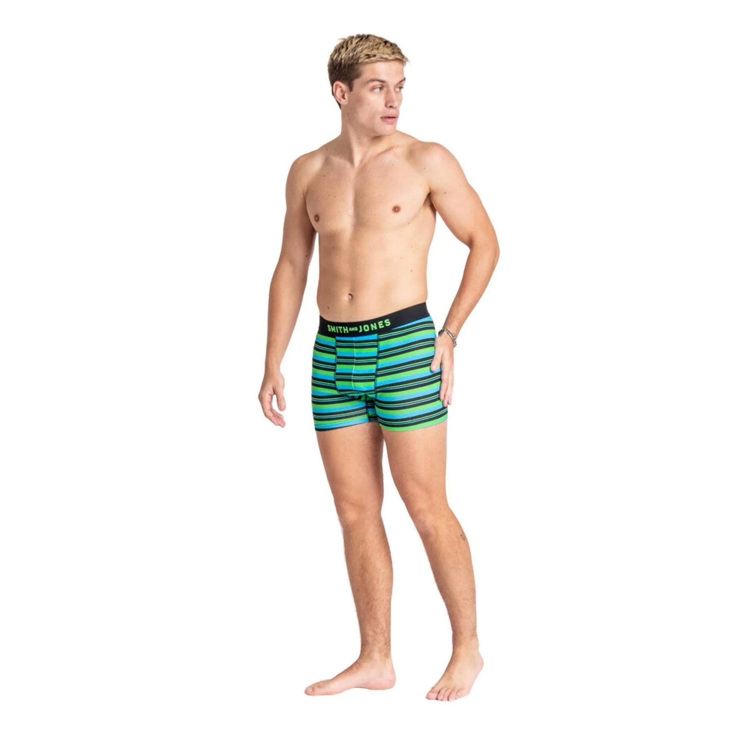 Green-Blue-Black - Lifestyle - Smith & Jones Mens Riggon Assorted Designs Boxer Shorts (Pack of 5)