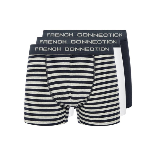 Black-White-Grey - Front - French Connection Mens FC14 Boxer Shorts (Pack of 3)