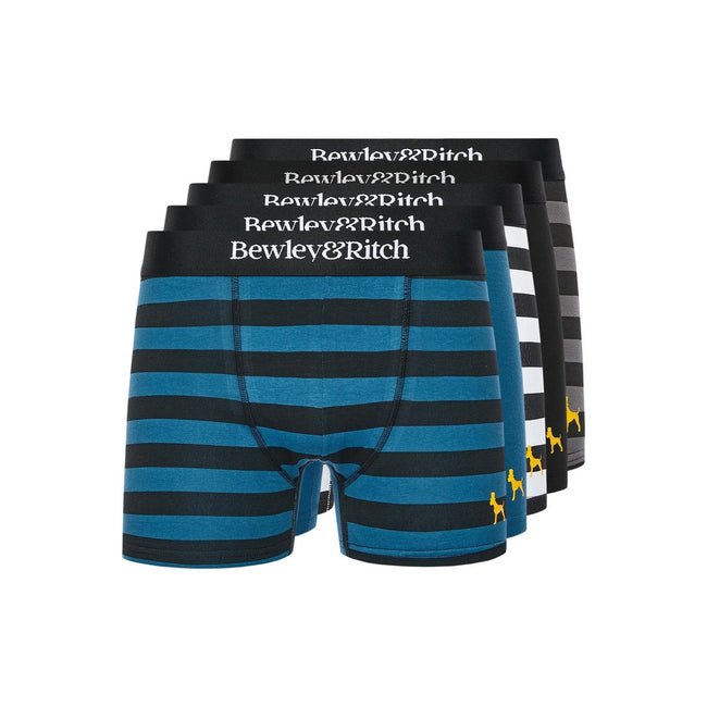 Multicoloured - Front - Bewley & Ritch Mens Kurhah Boxer Shorts (Pack of 5)