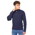 Navy - Side - Crosshatch Mens Wellburys Chunky Knit Jumper