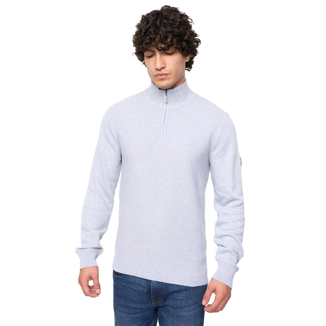 Light Grey Marl - Front - Bewley & Ritch Mens Seymour Knitted Funnel Neck Pullover