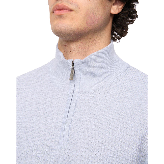 Light Grey Marl - Side - Bewley & Ritch Mens Seymour Knitted Funnel Neck Pullover