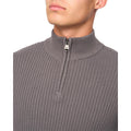 Charcoal Grey - Side - Crosshatch Mens Havaline Knitted Quarter Zip Pullover