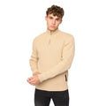 Wheat - Front - Crosshatch Mens Havaline Knitted Quarter Zip Pullover