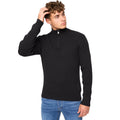 Black - Front - Crosshatch Mens Havaline Knitted Quarter Zip Pullover