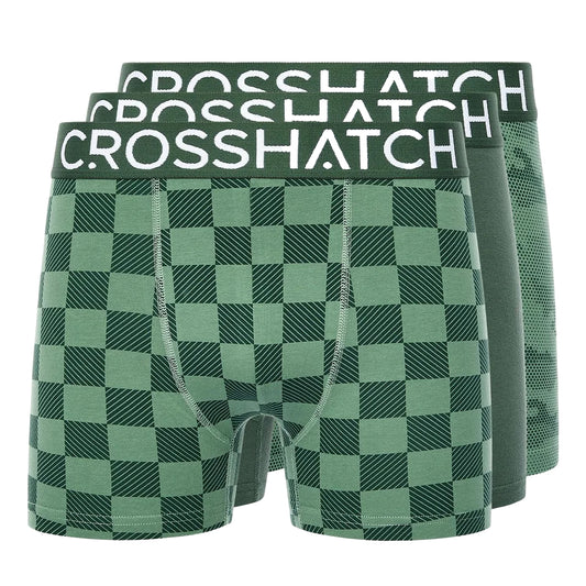 Green - Front - Crosshatch Mens Bresler Boxer Shorts (Pack of 3)