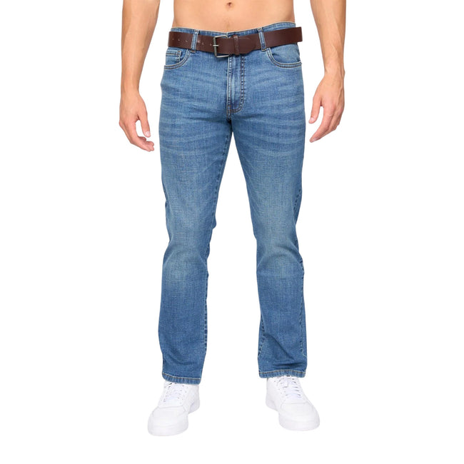 Mid Wash - Front - Bewley & Ritch Mens Newbury Straight Washed Jeans