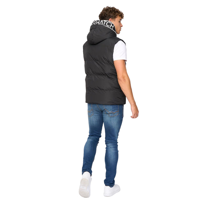 Black - Back - Crosshatch Mens Sandbox Hooded Gilet