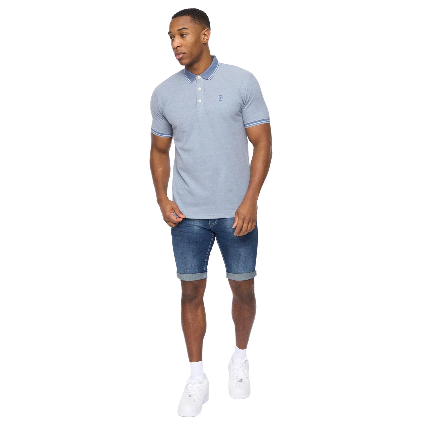 Light Blue - Side - Crosshatch Mens Shellworth Polo Shirt