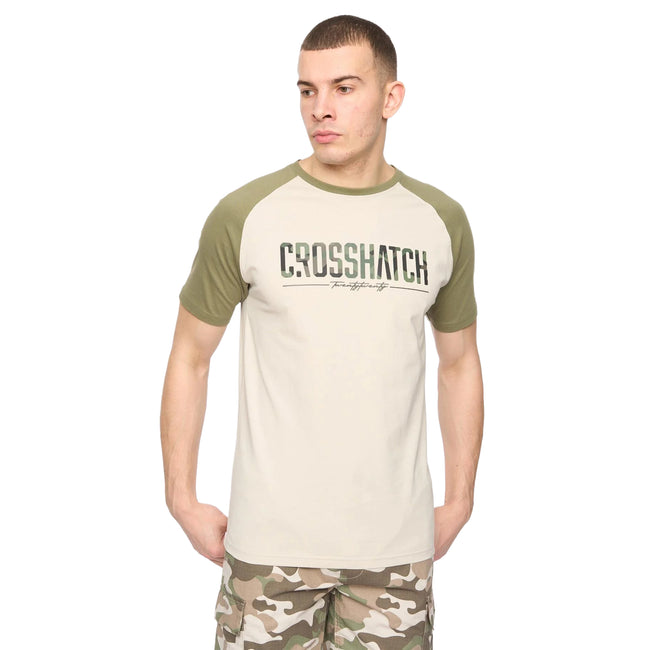 Olive-Stone - Front - Crosshatch Mens Camtort T-Shirt