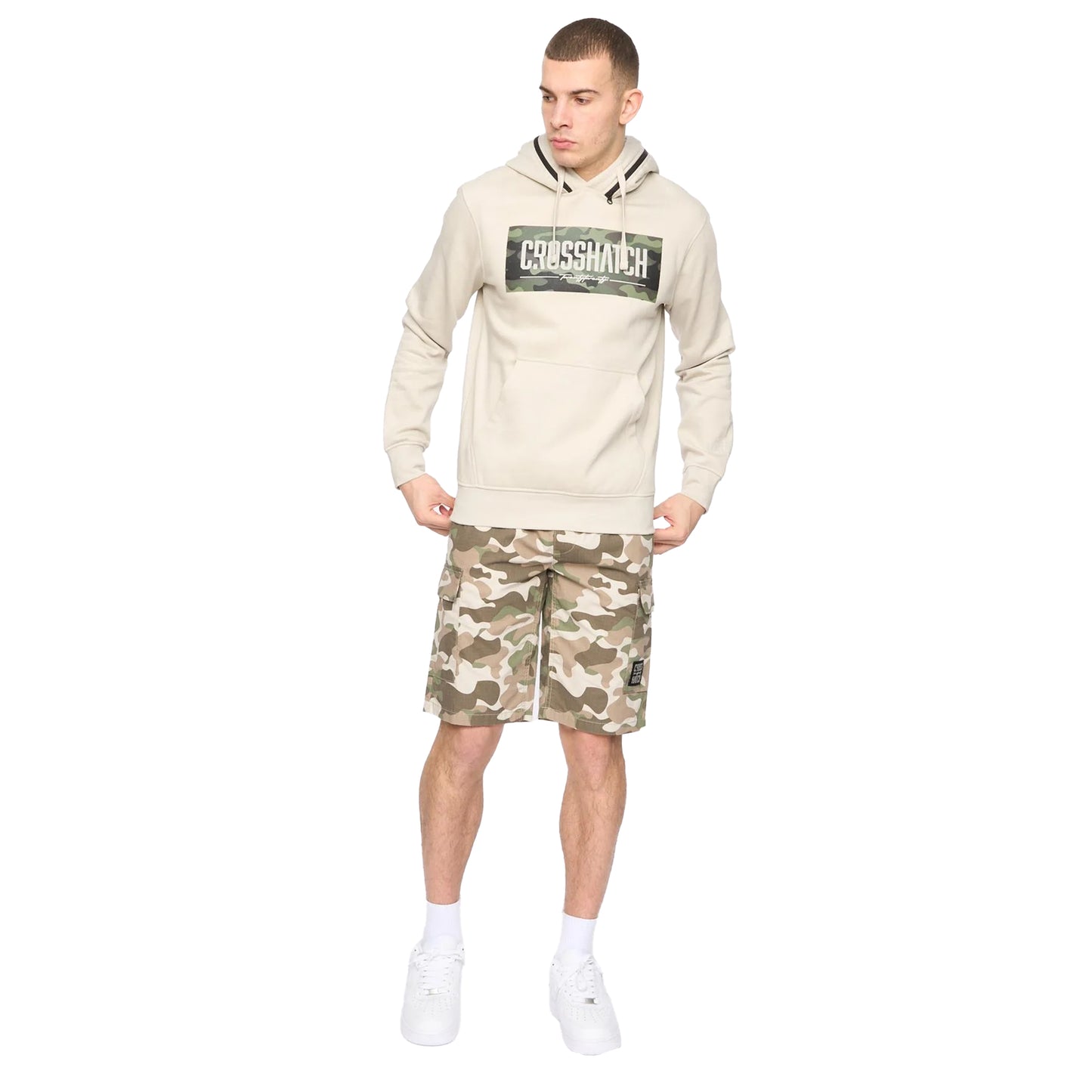 Light Stone - Side - Crosshatch Mens Camtort Hoodie
