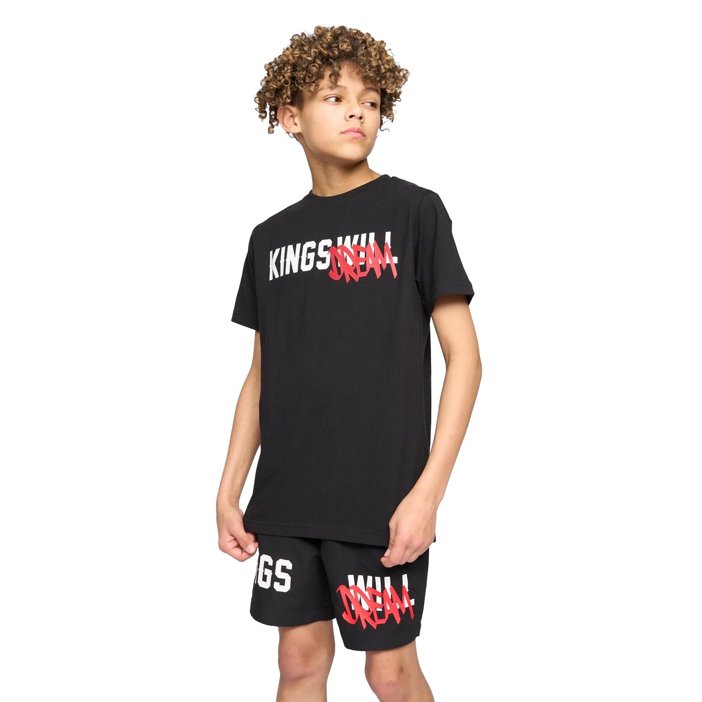 Black - Side - Kings Will Dream Boys Tagged Swim Shorts