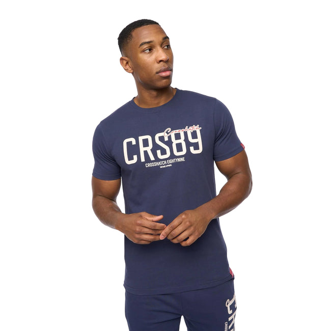 Navy - Front - Crosshatch Mens Ellsworth T-Shirt