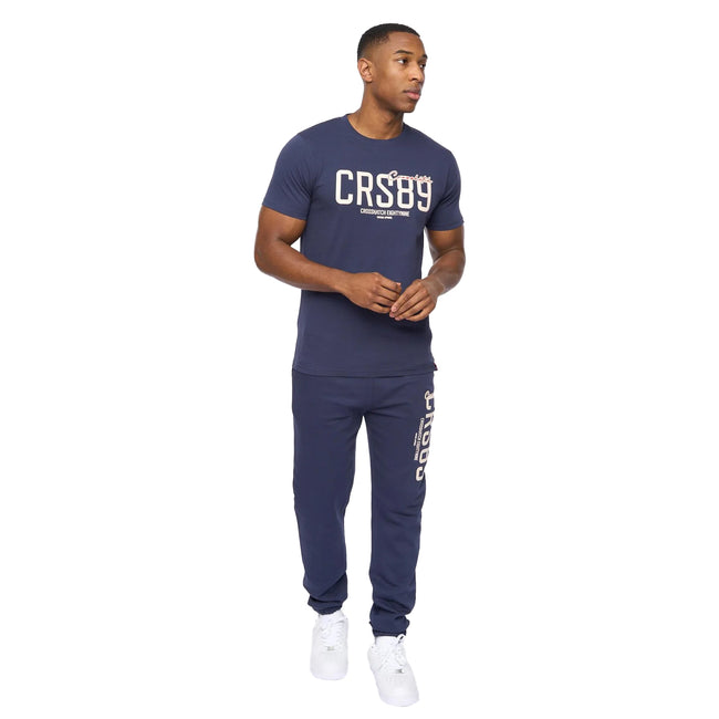 Navy - Side - Crosshatch Mens Ellsworth T-Shirt