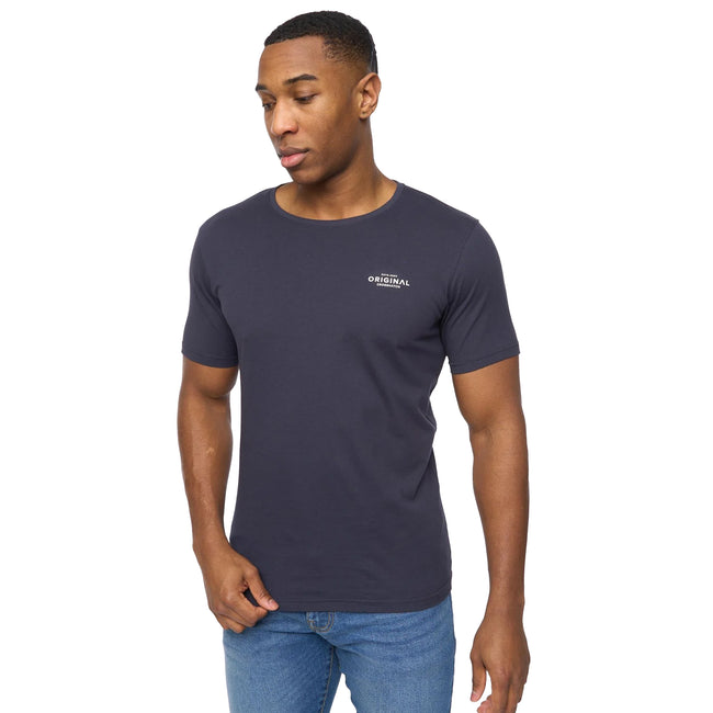 White-Navy-Denim-Blue-Grey Marl - Side - Crosshatch Mens Basicnatural T-Shirt (Pack of 5)