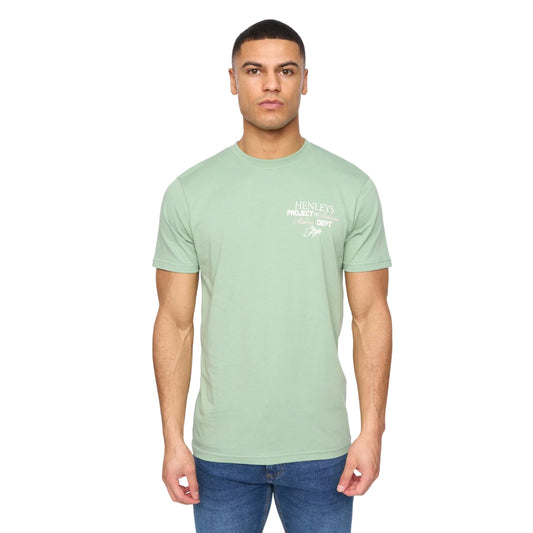 Sage Green - Front - Henleys Mens Hentitled Cotton T-Shirt