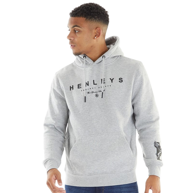 Grey Marl - Front - Henleys Mens Henycore Cotton Hoodie