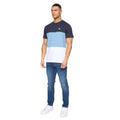 Navy - Side - Henleys Mens Henpanel Colour Block Cotton T-Shirt