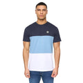 Navy - Front - Henleys Mens Henpanel Colour Block Cotton T-Shirt