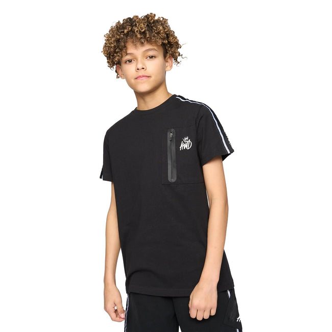 Black - Front - Kings Will Dream Boys Techy Cargo Taped T-Shirt