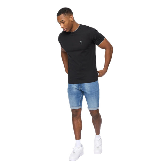 Black - Lifestyle - Crosshatch Mens Einstip T-Shirt