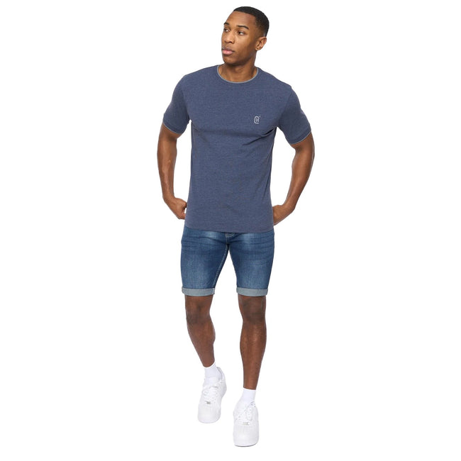Navy Marl - Lifestyle - Crosshatch Mens Einstip T-Shirt