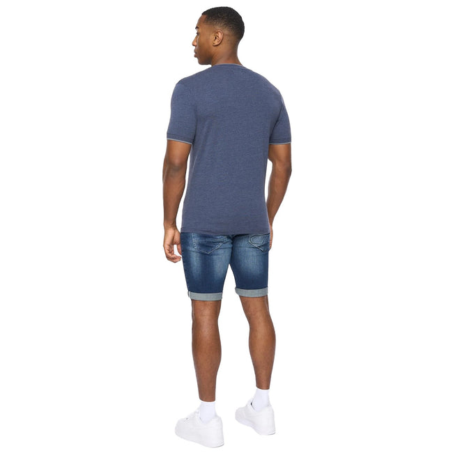 Navy Marl - Back - Crosshatch Mens Einstip T-Shirt