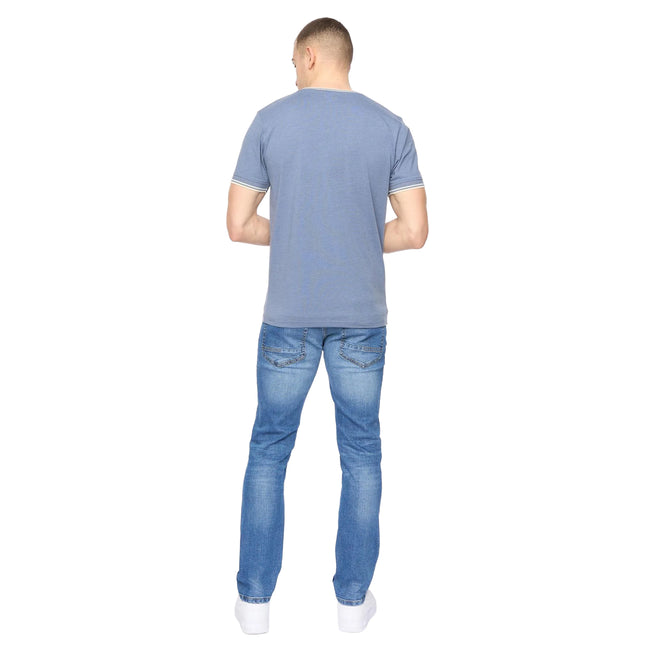 Blue Marl - Back - Crosshatch Mens Deuxtip T-Shirt
