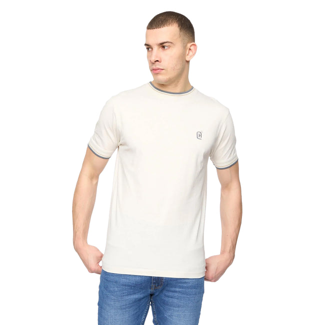 Off White - Front - Crosshatch Mens Deuxtip T-Shirt