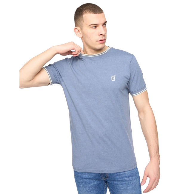 Blue Marl - Side - Crosshatch Mens Deuxtip T-Shirt