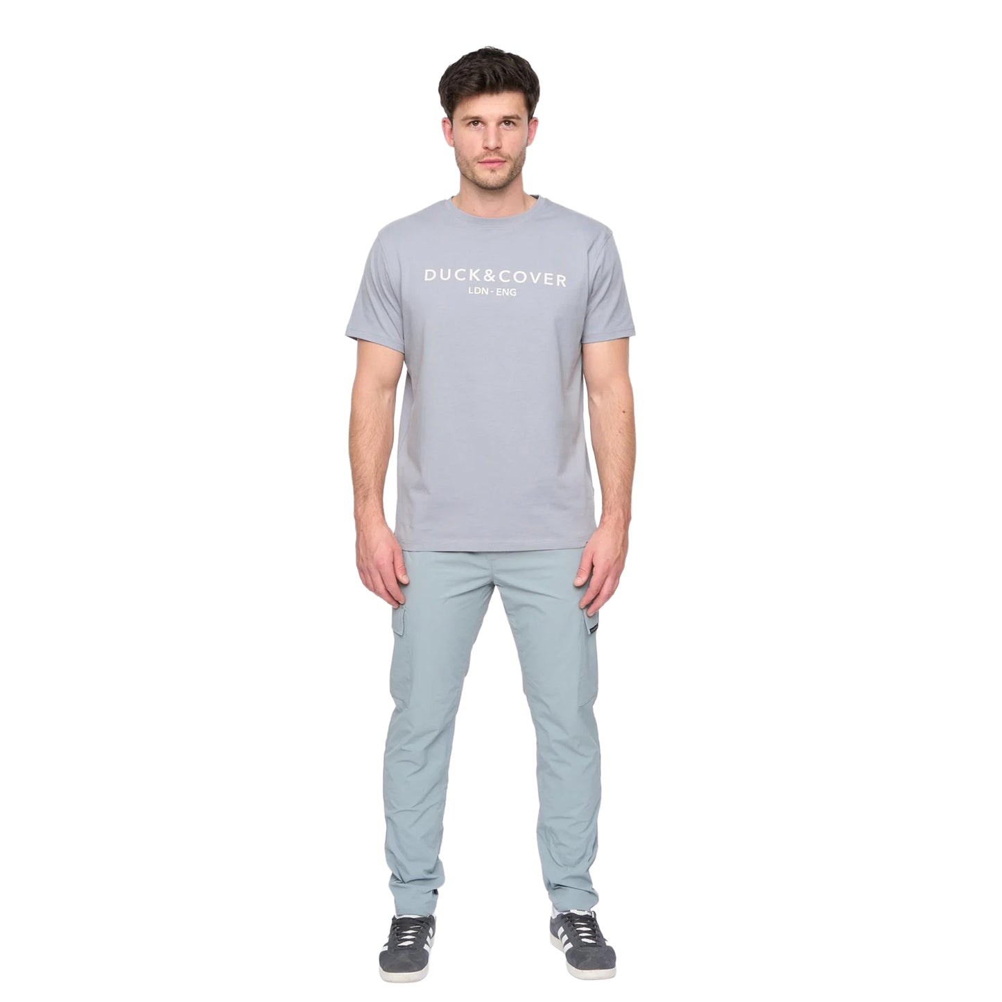 Steel Blue - Side - Duck and Cover Mens Chamata T-Shirt
