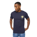 Navy - Side - Crosshatch Mens Flowers T-Shirt