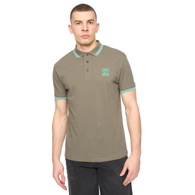 Dark Sage - Front - Crosshatch Mens Changra Polo Shirt